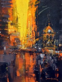 Shan Amrohvi, 18 x 24 inch, Acrylic on Canvas, Cityscape Painting, AC-SA-192